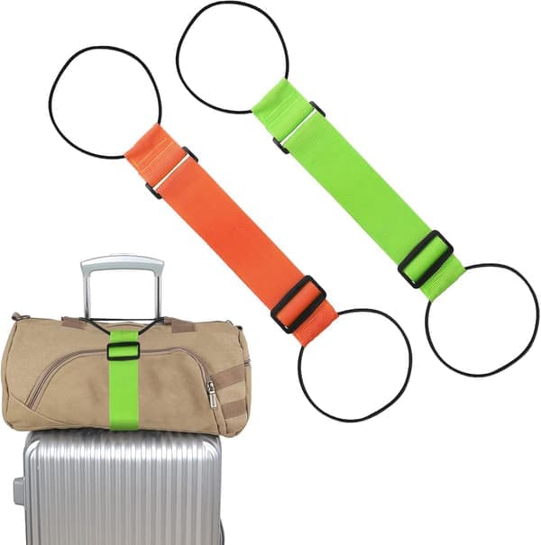 2x elastiske stropper til bagage, justerbare bagagestropper til kufferter, fastgjorte tasker, bærbart kufferttilbehør Orange Grøn Orange+Greeni