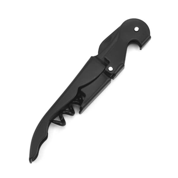 Double-Hinged Waiter's Corkscrew Matte Black Wine Bottle Opener with Foil Cutter Wine Key