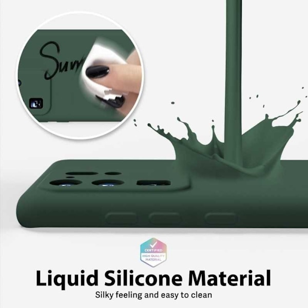 Samsung S21 Ultra Gummibelagd Mattgrönt Skal Kameraskydd Liquid - Grön