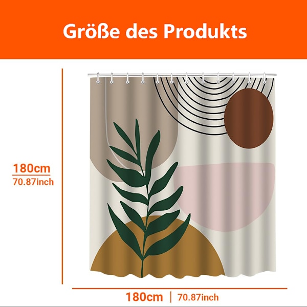 Duschdraperi 180x180cm, vattenavvisande, tvättbar polyester badgardin för badrum, badkar