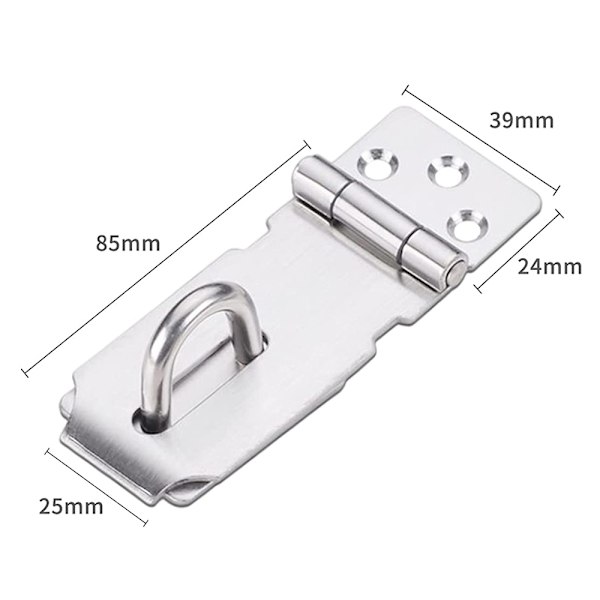 1 st rostfritt stål hänglås hasp, kraftig säkerhetsdörrklämma hasp lås spärr med monteringsskruvar, förtjockad dörrgrindbultlås för grindlås