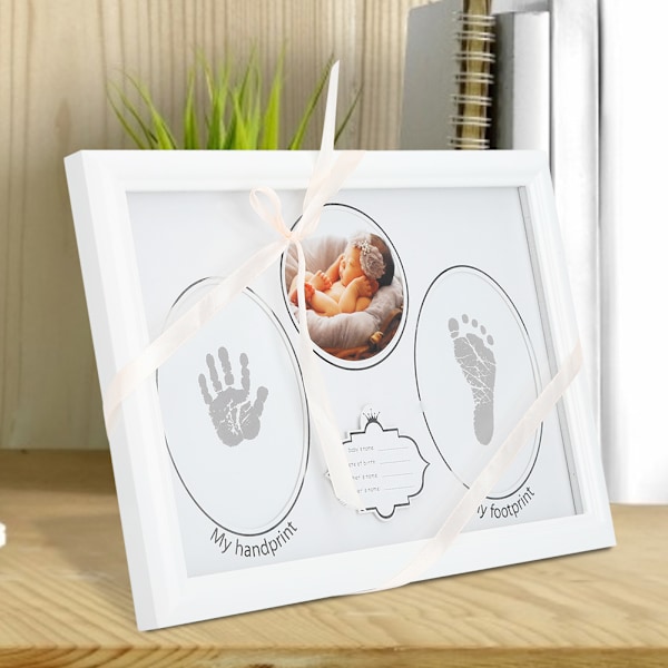 Baby Hand & Foot Print Clay Cast Kit & Fold Photo Picture Frame Christening Gift Memorial Frame