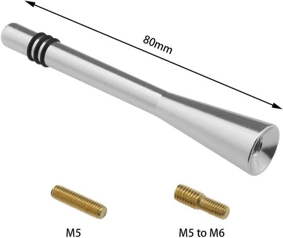 Bilantenne - Kort Mast - Radiomottak - Aluminiumslegering - 80 mm Lengde - Sølv
