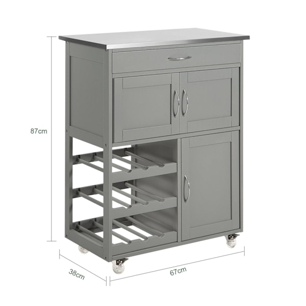 SoBuy Köksskåp serveringsvagnar 1 lådor köksö på hjul FKW45-HG Gray Gray