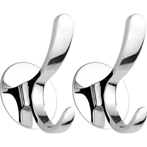 Clothes Hook, Wall Mounted Towel Hook, Stainless Steel, Silver, 2-pack