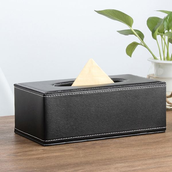 Rektangulär servettlådehållare i PU-läder, servettlådehållare i rektangulär form, Kleenex-lådeöverdrag för dekoration av hem/kontor/bil