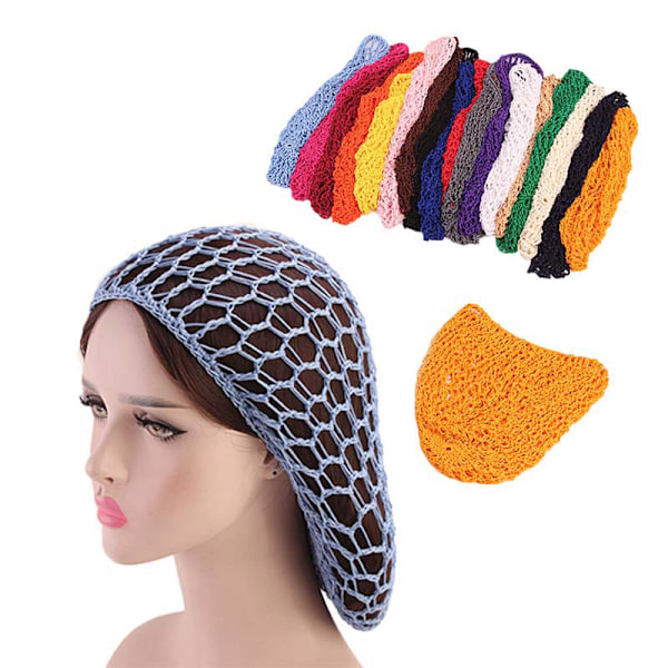 Womens Mesh Hårnät Virkad Cap Enfärgad Snood Sova Nig Red Red