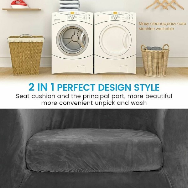 2 stycken tubstolsskydd, uppgraderad 2-i-1-design stretch sammet fåtölj sofföverdrag med dynöverdrag, halkfria clubhinkstolar soffa