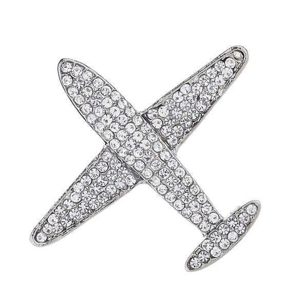 Herrar Flygplan Brosch Krage Nål Corsage Mode Kristall Badge Smycken Silver