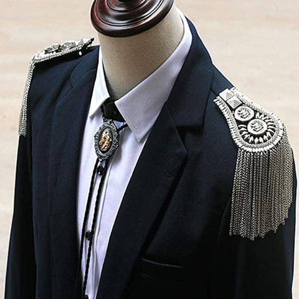 1 par Blazer axelklaffar tofspärla kedja metall axelklaffar pärlor punk frans axelklaffar svart