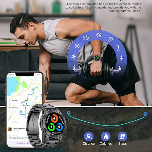 Xiaomi Android Smartwatch för män - Taktisk militär Bluetooth-samtal blodtrycksgåva