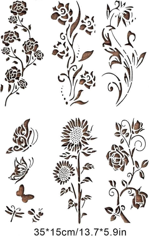 Stora Blomsterschabloner, Blommönster Schablon - Blommönsterschabloner för Golvdekor