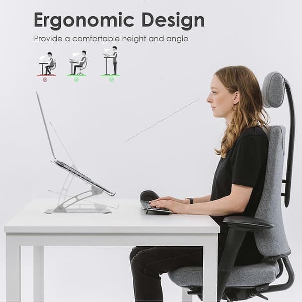 Bærbar computerstander, ergonomisk justerbar computerstander til skrivebord, foldbar aluminium til MacBook, Dell, HP, Lenovo, alle bærbare computere