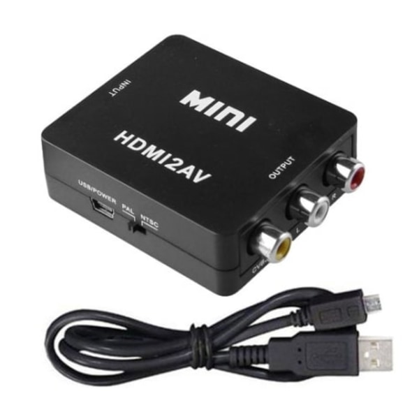 HDMI till AV Adapter - (3x RCA) NTSC / PAL Kompatibel - Svart Svart