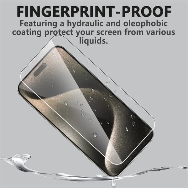 2-pack iPhone 16 Pro Full Coverage Screen Protector HD Tempered Glass transparent