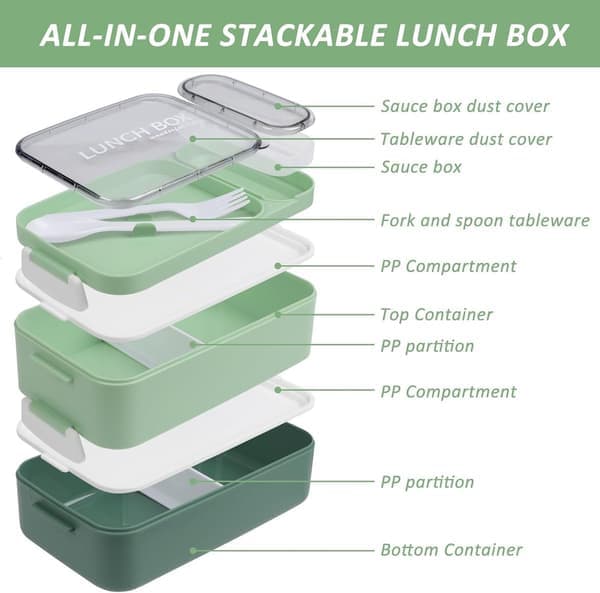 Lunch Box - Lunch Box for Adults - Lunch Box for Kids - Divided Lunch Box - Large 2-Layer Box - Pink - 1600ml - Suitable for Work/School - Vegetables