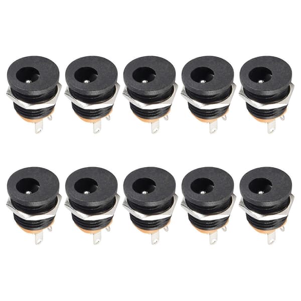 10st 3-polig lödning 2,1 mm x 5,5 mm honkontakt DC-uttag