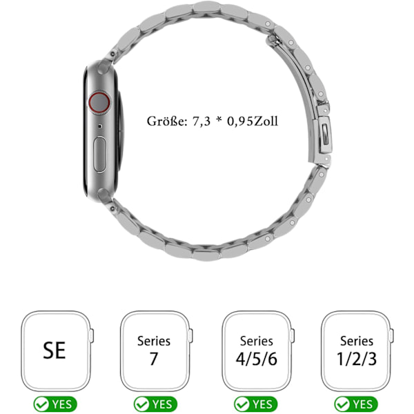 Kompatibla Apple Watch-armband 42/44/45mm, rostfritt stål iWatch-armband för Apple Watch Series 7/6/5/4/3/2, 38mm 40mm 41mm svart
