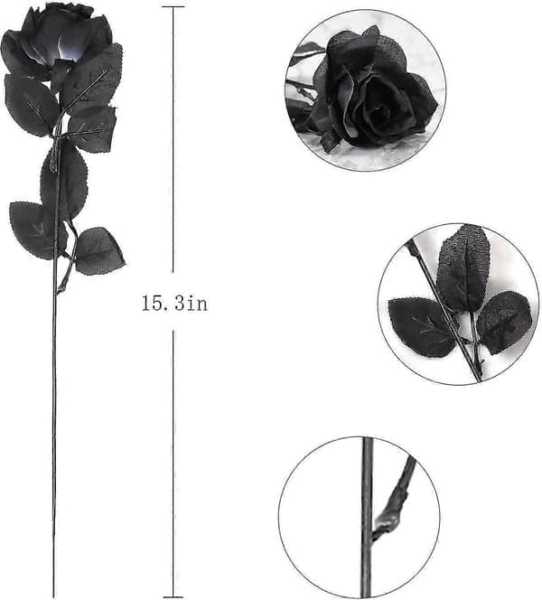10-pak sorte kunstige silkeroser blomster falske silkerosebuketter til bryllupsfest sort (D-4) sort