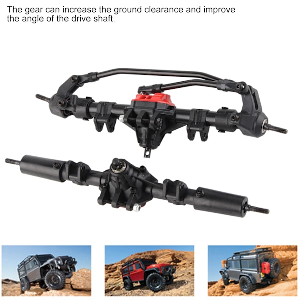 Komplett framaxel med 2 st metaldrivaxlar, fram och bak, passar till 1/10 Axial SCX10 I SCX10 II RC-bil