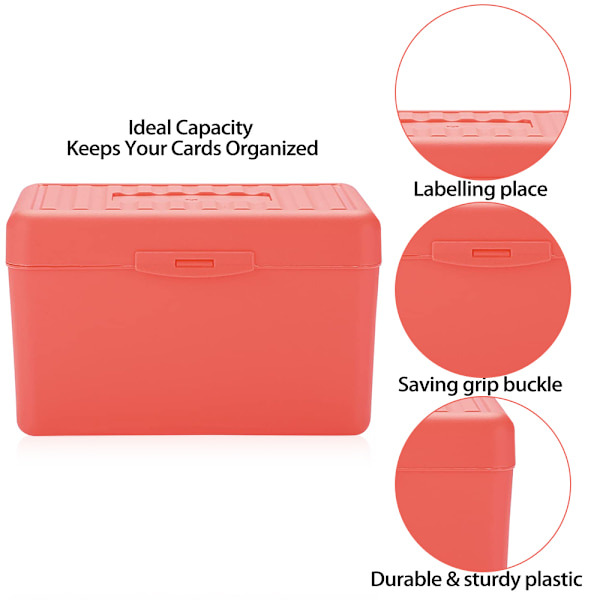Stapelbar Flip Top 3 x 5 Index Card Box Holder, Card Capacity Box, Desktop förvaringslåda 14,5*8,5*9cm