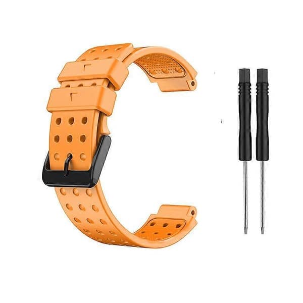 Velegnet til Garmin Approach S20 Monokrom Rund Hulrem Silikone Erstatningsrem Orange Orange Orange