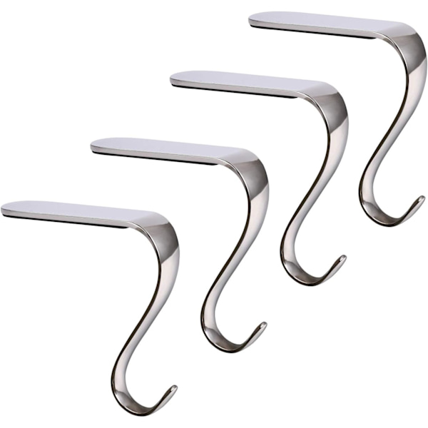 Julstrumpehållare Julspishängare Krokar Semester Mantel Garland Klämmor Metallgrepp Set om 4 (Silver)