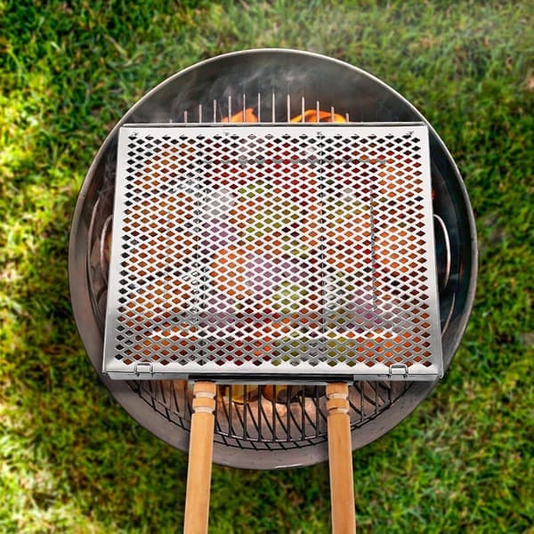 Grillkurv i rustfritt stål med håndtak, utendørs grilltilbehør for Churrasco