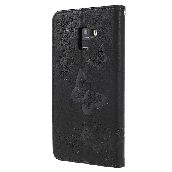 Butterfly läder Samsung Galaxy A8 (2018) fodral - Svart Svart