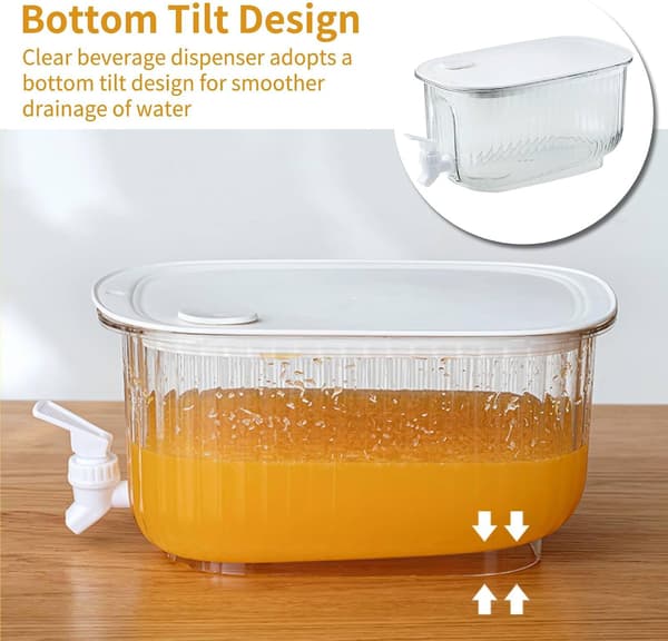 Beverage Dispenser, Refrigerator Juice Beverage Container Cold Water Pitcher with Faucet Juice Container with Lid for Party Drink, Iced Tea