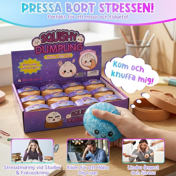 Glitter Dumpling Squish-y | 12 stk. Squish-y Squeeze Dumplings Boller med Steamer, Farverige Squishies Dumplings Stressbolde Legetøj, Blød Squeeze De