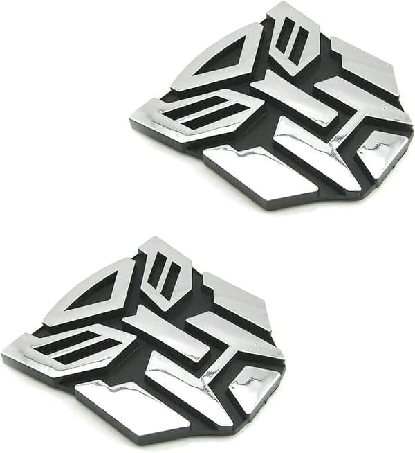 Autobot bildekaler, par, kromfinish, PVC, bilmärke, Transformers, biltillbehör