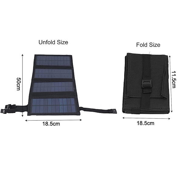 Solpaneler 20W Premium Monokristallina Fällbar Solcellsladdare Kompatibel med Solgeneratorer, Telefoner, Surfplattor, för Utomhusaktiviteter