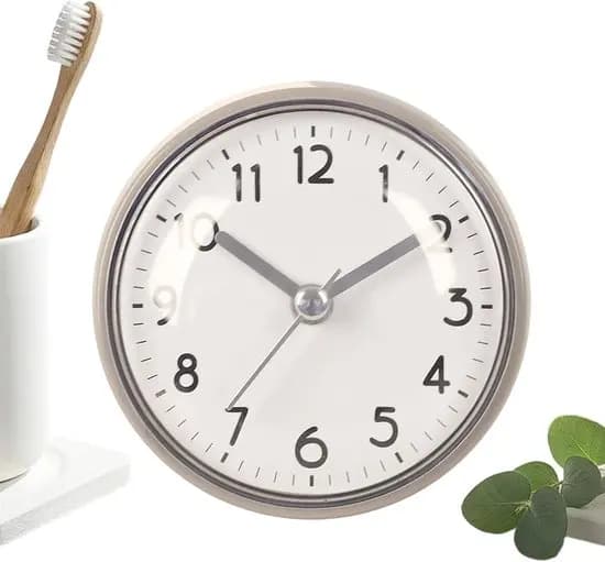 Waterproof Shower Clock 7.5 cm - Small Bathroom Clock with Suction Cup and Alarm - Easy-to-Read Clock for Shower, Kitchen, Refrigerator, and Mirror