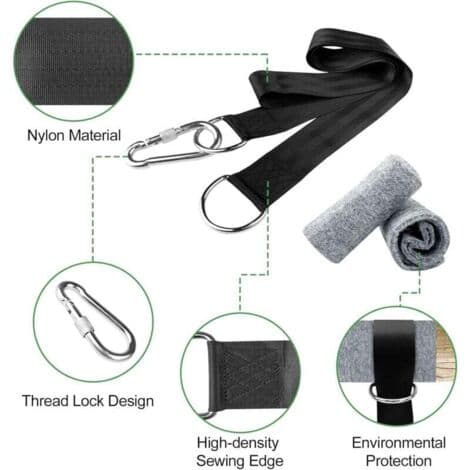 150 cm Polyester Hammock Straps - 2 Locking Carabiners - Tree Protection Included - Max Load 550 kg