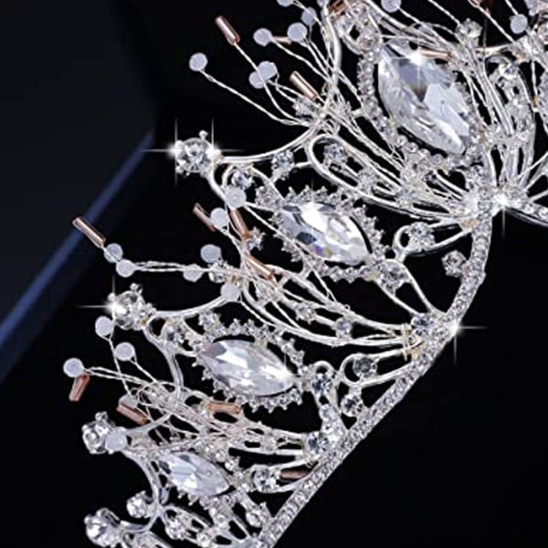 Krona för kvinnor, gotisk krona Headpiece Halloween dekorationer Födelsedag Tiara Vintage Strass Barock Queen Crown Svart