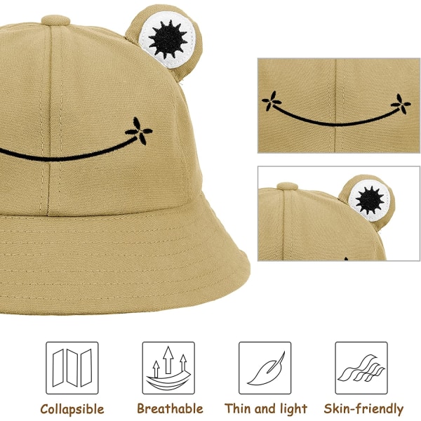Groda hatt hink solhatt för kvinnor groda hink hatt sommar utomhus hopfällbar andningsbar hink hatt för kvinnor