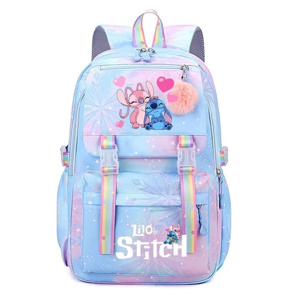 Stitch Flickväska Stor Kapacitet Stitch Ryggsäck Casual Blå-FX-