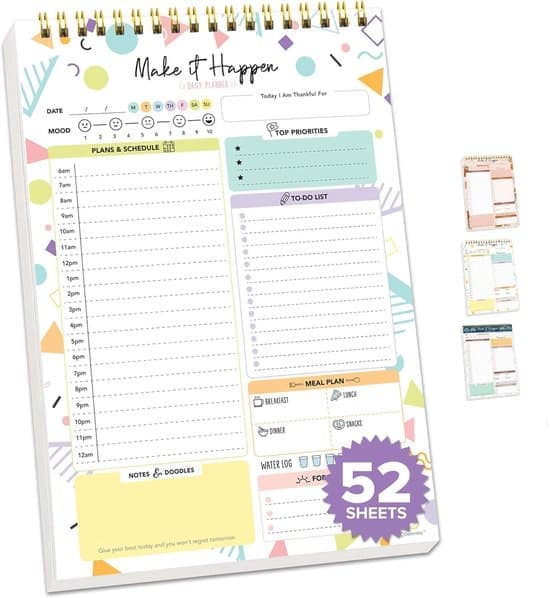 Agenda 2026 - Set of 3 Books - Color-Coded Planners - Includes Schedules, Priorities, Timelines, Water Intake, Meals, Notes, and Drawings