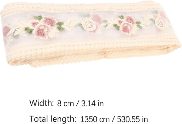 Blommigt spetsband, bomullsnätband, sytt presentband