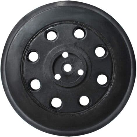 Hard sanding pad Ø 125 mm with 8 holes for efficient dust extraction. Compatible with Bosch PEX 12, PEX 125, PEX 400 A. Durable rubber.