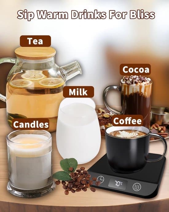Coasters - Heated Coasters - Mug Holders - With 5 Temperature Settings - Automatic Shut-off - Suitable for Milk - Tea and Hot Chocolate