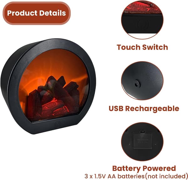 Decorative Flameless Portable LED Lantern with LED Simulated Flame Effect and Simulated Flame Touch Switch.