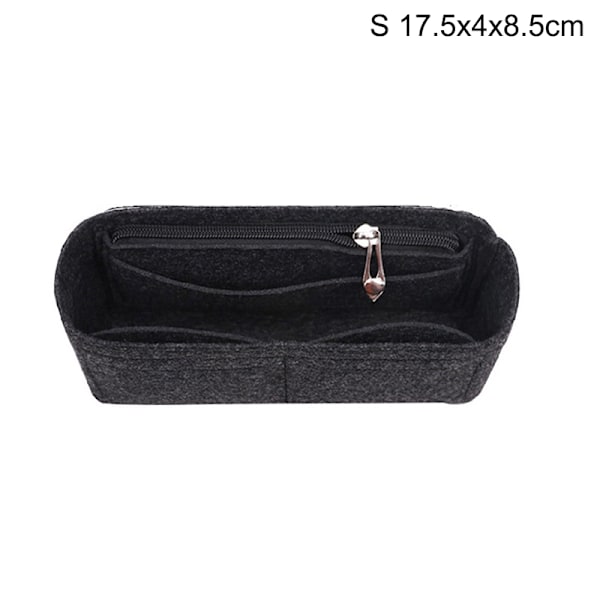 Multi-Pocket Women Insert Bag Handväska i filttyg Svart Black S Black S