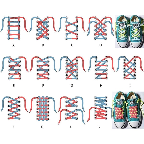 Platt skosnöre set med 2 par Flera längder Skosnöre för sneakers