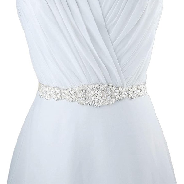 Rhinestone Brudbälte Silver Crystal Bröllopsklänning Bälte Brudtärna Sash Bälte för kvinnor Formella aftonklänningar
