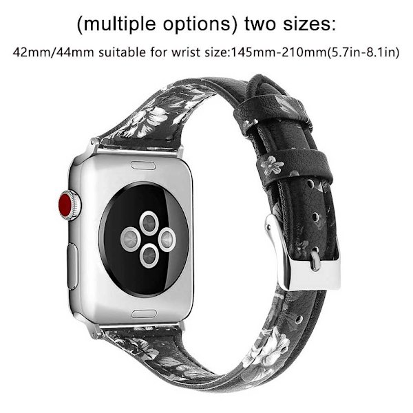 Läderband kompatibelt med Apple Watch, läderklocka tunt armband för iWatch Series 5/4/3/2/1 38-40mm svart