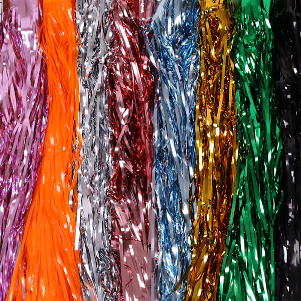 Set med 2 metalliska folie fransbord, engångskjol i glitter för parad, fest, födelsedag