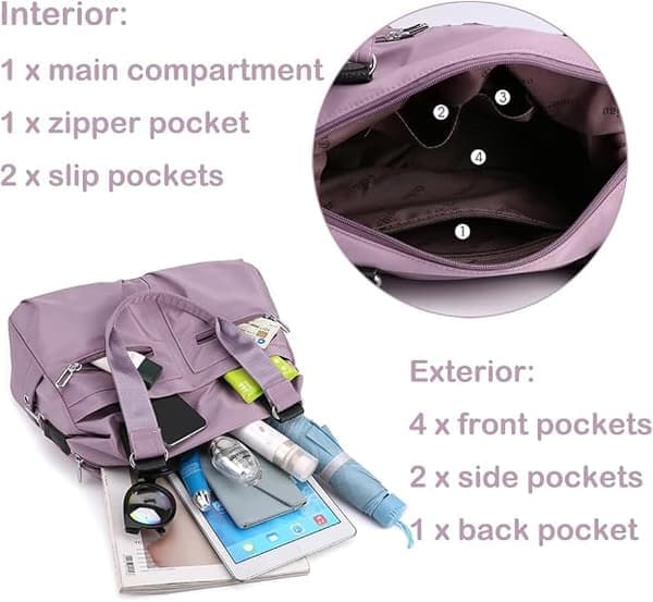 Women's Bag, Multi-Compartment, Single Shoulder Bag, Waterproof, Large Capacity, Casual Travel Shoulder Bag, Black.