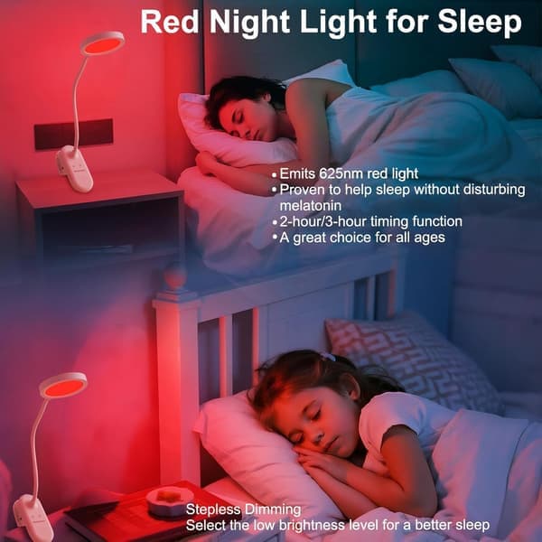 Red Light LED Sleep Aid Lamp 4500K Color Temperature Helps Promote Deep Relaxation.